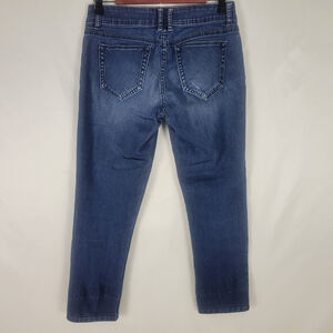 Elle Paris Jeans Womens 2 Blue Low Rise Denim Straight Double‎ Button Dark Wash